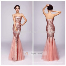 Mermaid Embellished Evening Dress Strapless Fish Tail Sequins Full Dress
